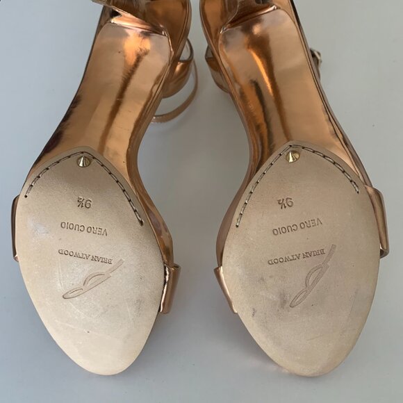 NIB Brian Atwood Rose Gold Metallic Stiletto Sandals - Picture 6 of 8
